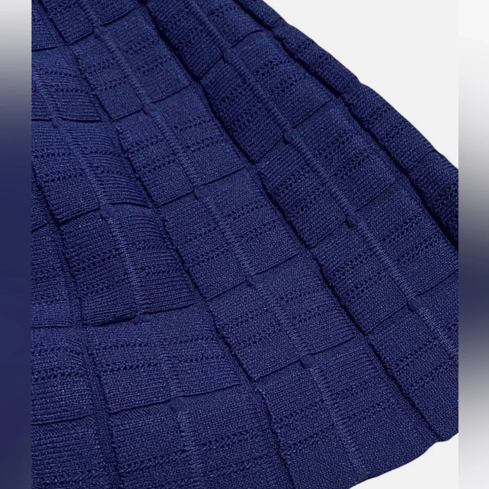 Michael Kors One-Shoulder‎ Knit fit and flare  Skater Dress, Navy Blue Size S